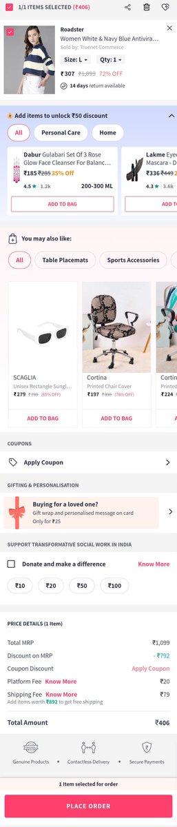 'Attention @myntra shoppers! It's frustrating to discover hidden delivery fees in the cart after being lured by fee-free promises on Google. Clear communication is essential for trust. Let's ensure transparency from search to checkout. #HiddenFees #OnlineShopping'.