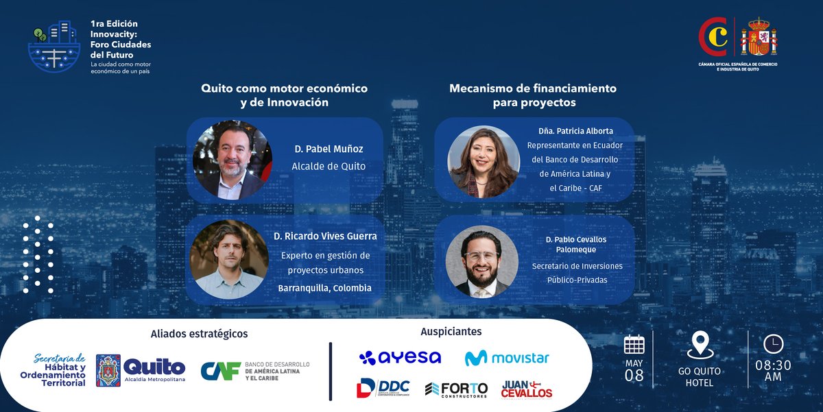 CamespaQuito's tweet photo. 1ra Edición #Innovacity : Foro Ciudades del Futuro
Líderes y expertos se unen para explorar el futuro de nuestras ciudades.
Conversa con figuras clave para el desarrollo urbano y económico.🏙️💲
¡Regístrate👉 https://t.co/Hb3P2w5mMX!
#ForoCiudadesDelFuturo #Quito #Ecuador https://t.co/h6TvHTjoB6