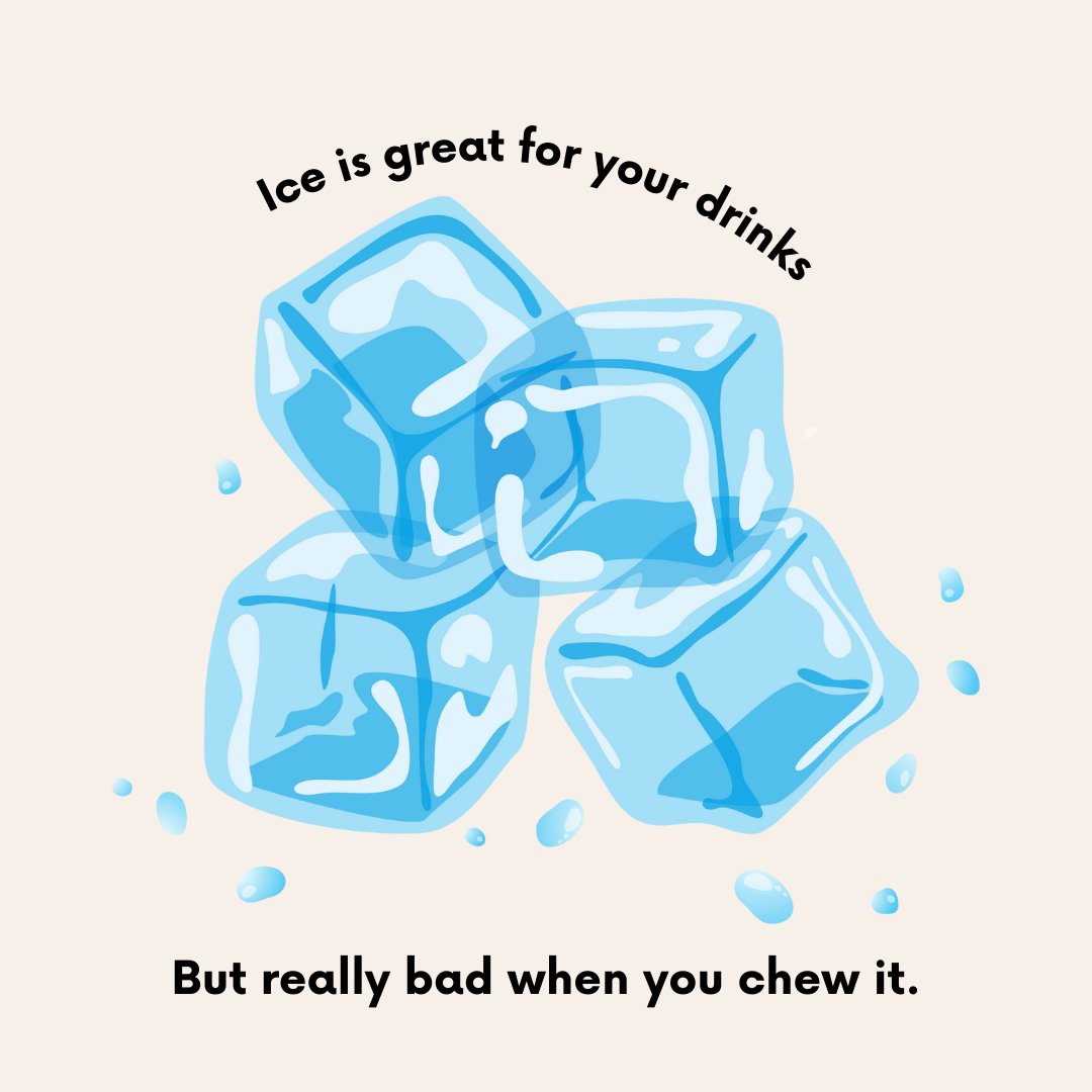 Sip, don't chew! Ice is best enjoyed in your drink, not as a snack. Keep those pearly whites safe and sound. ❄️🥤 #DentalTip #ChewWisely #DentalCare #FunFacts