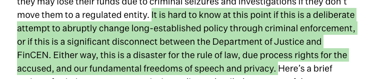 👀 Response from @valkenburgh via @coincenter on last week's actions that threaten 'our fundamental freedoms of speech and privacy.' coincenter.org/dojs-new-stanc…