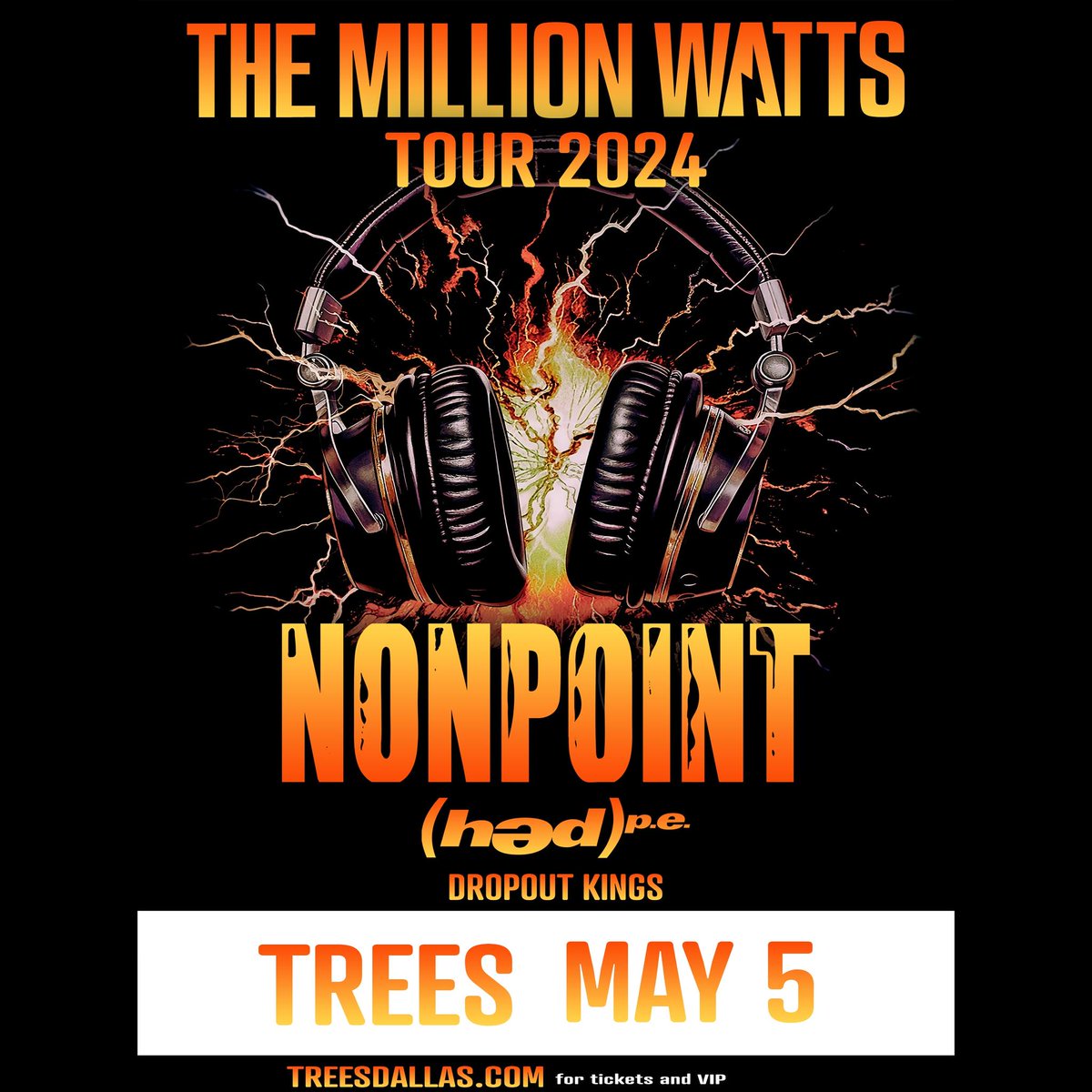 Don't miss! Nonpoint with special guests HED PE, and Dropout Kings on May 5th. Get tickets this Friday 10am, at TreesDallas.com @nonpointband @therealhedpe @dropoutkingsaz