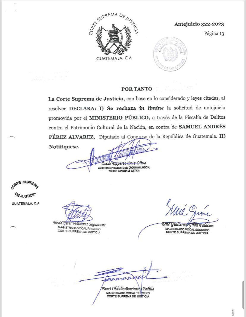 #UrgenteLH 🚨 | CSJ rechaza in limine la solicitud de retiro de inmunidad contra el presidente Bernardo Arévalo, la vicepresidenta Karin Herrera y el diputado de Movimiento Semilla, Samuel Pérez, para abrir una investigación en su contra por el caso “Toma de la Usac: Botín…