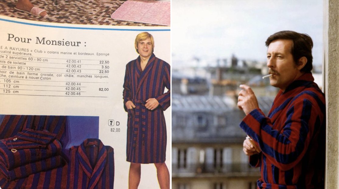 Le peignoir de Jean Rochefort d'un 'Éléphant' dans le catalogue de la Samaritaine de 1971.
#schnockfact #jeanrochefort