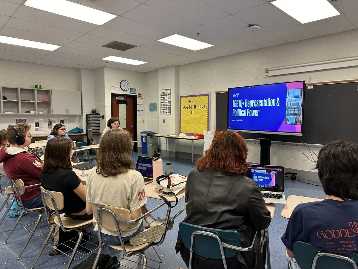 missmcd229's tweet photo. Thank you Itay, the Director of Training at LGBTQ+ @VictoryInst , for coming to my #LGBTQStudies class to talk about #LGBTQ+ representation in government and the work the Victory Institute does to help LGBTQ+ candidates across the country run their campaigns. 🏳️‍⚧️ 🏳️‍🌈 https://t.co/tYVInXuZWl