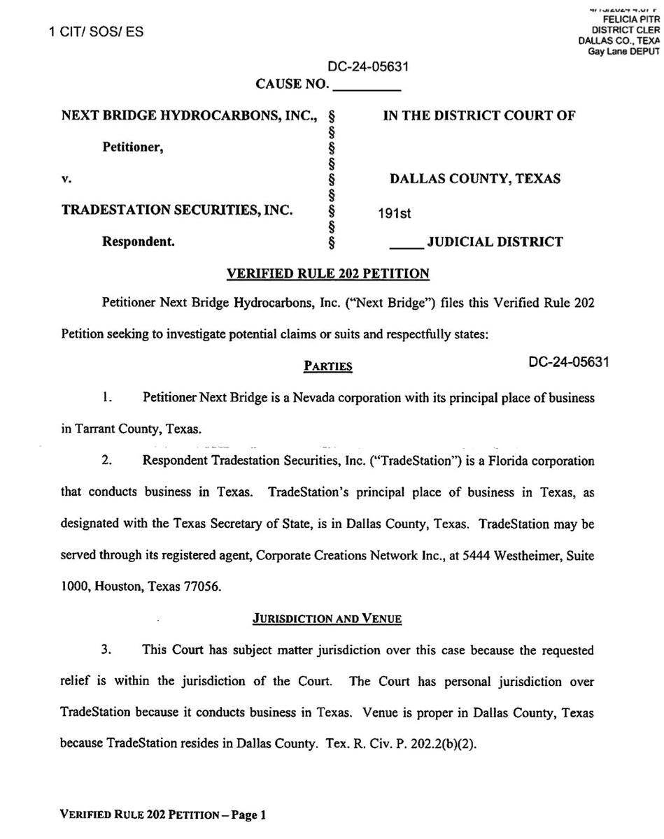 BREAKING NEWS 🚨 Next Bridge Hydrocarbons Petitions Tradestation Securities Seeking to Investigate Potential Claims or Suits

- A Hearing will take place on May 31st, 2024 at 1:00 PM VIA Zoom $MMTLP