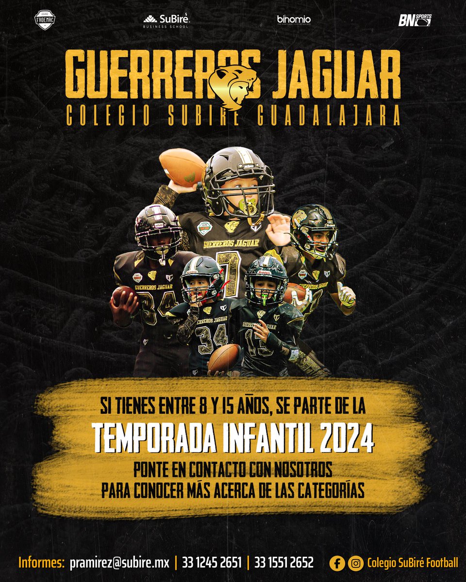 𝐈𝐍𝐒𝐂𝐑𝐈𝐏𝐂𝐈𝐎𝐍𝐄𝐒 𝐀𝐁𝐈𝐄𝐑𝐓𝐀𝐒✍🏻🏈
Abierto al público en general para integrarse a cualquiera de nuestras 6 categorías #infantiles de #futbolamericano . 
🚨Nota: 𝗡𝗢 𝗘𝗦 𝗥𝗘𝗤𝗨𝗜𝗦𝗜𝗧𝗢 𝗘𝗦𝗧𝗨𝗗𝗜𝗔𝗥 𝗖𝗢𝗡 𝗡𝗢𝗦𝗢𝗧𝗥𝗢𝗦.
Mayor información por DM 📲
#GRIND