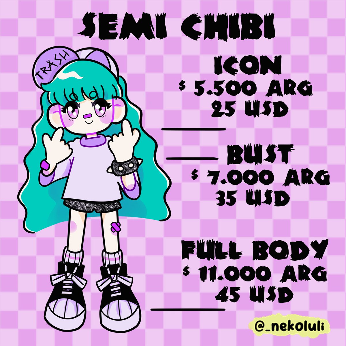 _nekoluli's tweet photo. Commisions are open! -Prices are in dollars and pesos ARG -Price may very if there are additional elements - Only Paypal, Ko-fi y MP (ARG) -No refunds #commissionsopen #opentocommissions #lookingforcommission #AnimeArt #emotes #CommissionSheet https://t.co/YgLrArbR7W