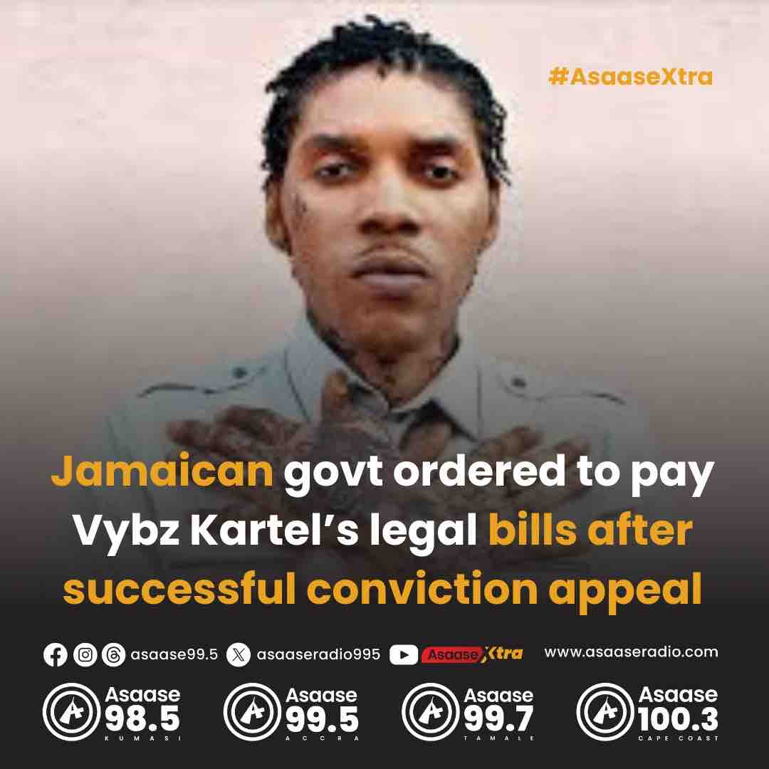 Jamaican government ordered to pay Vybz Kartel’s legal bills after successful conviction appeal 

#AsaaseXtra | #AsaaseNews
