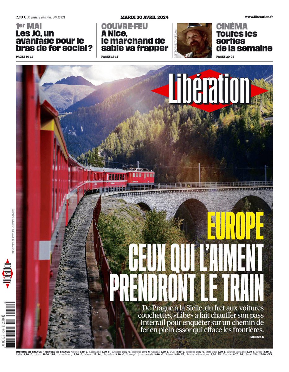 La bellezza di girare l’Europa in treno. Domani è la storia di copertina di @libe