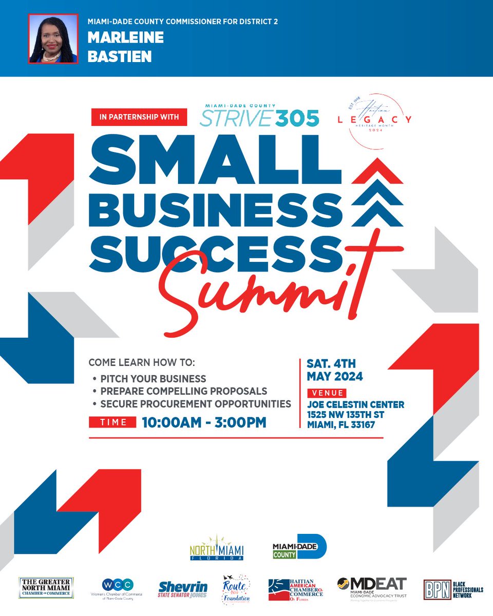 Join us for the Small Business Success Summit to learn how to take your business to the next level. #mdcdistrict2 #miamidadecounty #smallbusinesssupport