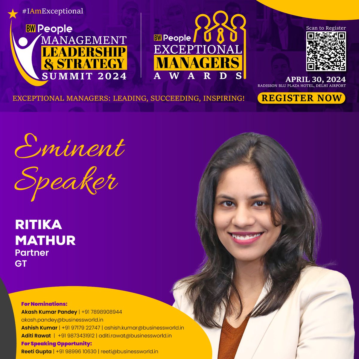 Block your seats now: bit.ly/BWPeopleExcept… We are delighted to announce Ritika Mathur, Partner Grant Thornton Bharat as an eminent speaker for the BW People Exceptional Managers Awards! With her deep expertise and passion, she is set to bring invaluable insights to the table.