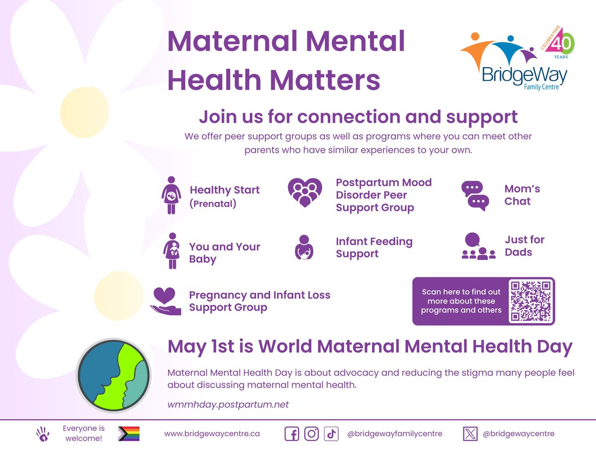 It’s #MaternalMentalHealthWeek and we are highlighting our support programs all week long. So, to start off Maternal Mental Health Week, here’s What’s On This Week with a breakdown of the programs we offer to support parents! bridgewaycentre.ca/support-for-pa…