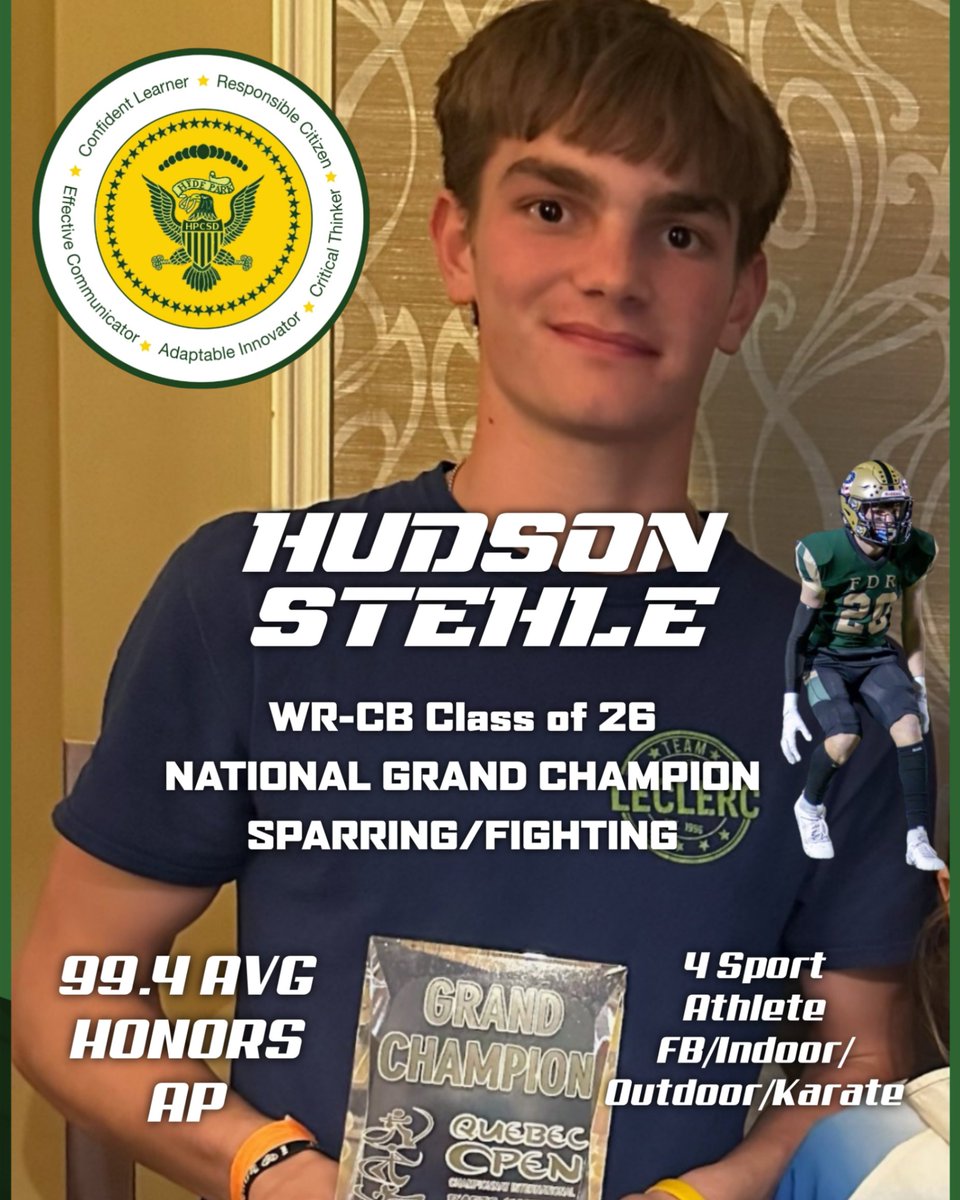This kid is amazing! 10th Grade Hudson Stehle plays 4 sports, carries a 99 Average in honors classes, starts on varsity, won a Grand National Championship for his age in fighting. Runs sub 4.7! Rare Breed! @coachmwillis @coach_poppe @coachpriori @coachbobchesney @nysswa @pjsports