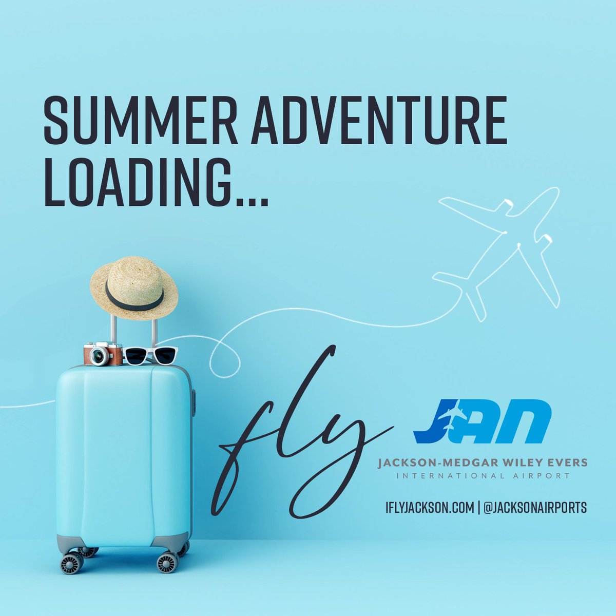 🎒 Schools almost out, and summer vacation is just around the corner! Start planning your family's summer adventure today w/JAN's world-class air service providers: American, Delta, Southwest, and United Airlines. Book now and get ready for a summer of fun! ☀️✈️ #FlyJAN