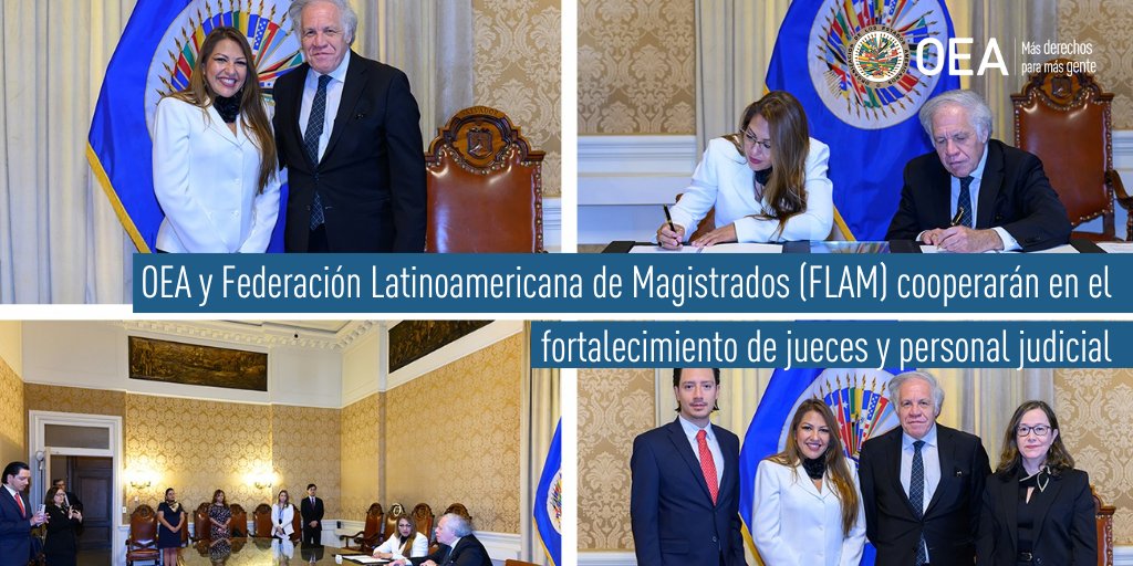 OEA y Federación Latinoamericana de Magistrados (FLAM) cooperarán en el fortalecimiento de jueces y personal judicial oas.org/es/centro_noti…