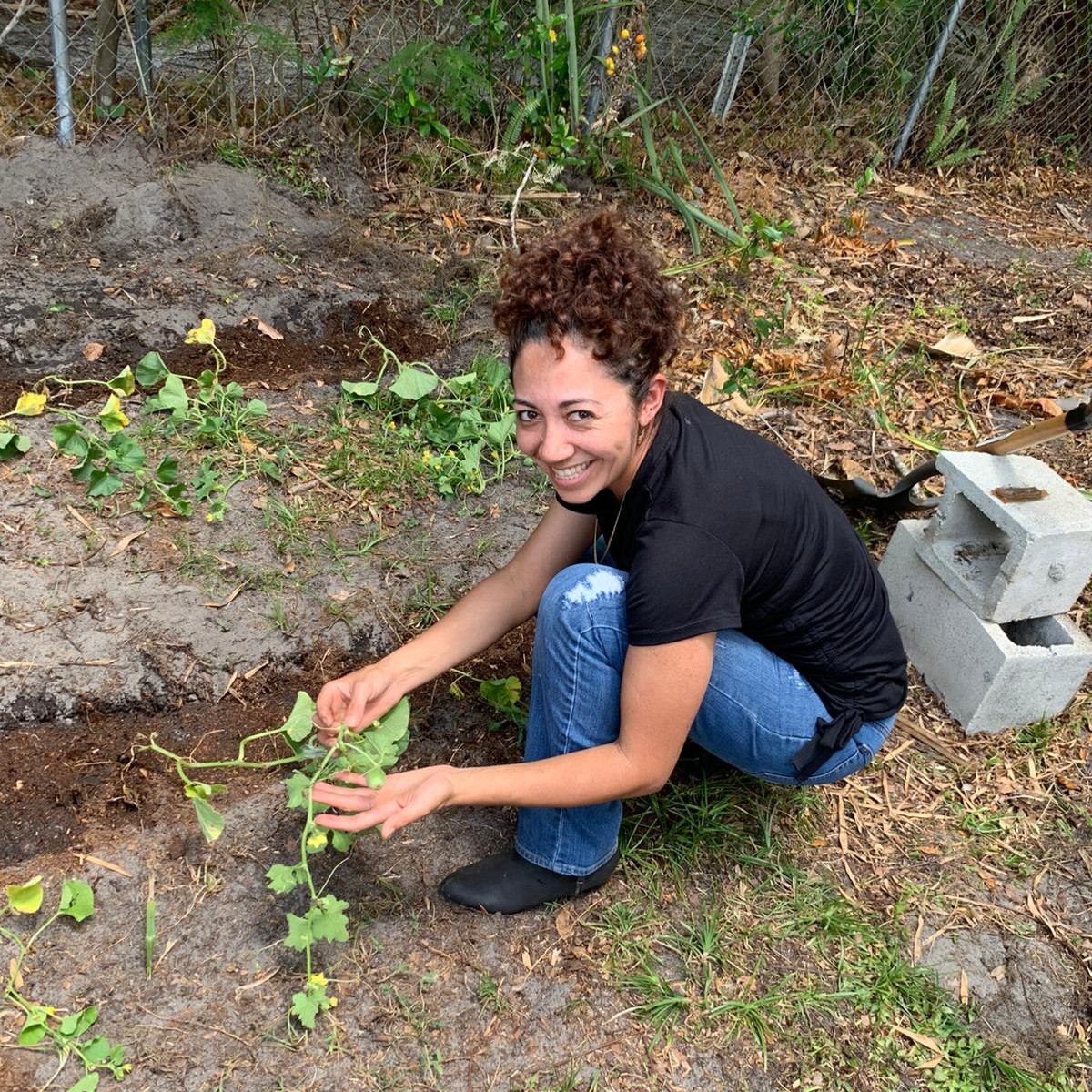 Two of our staff members from Apopka joined our Pierson office to help with gardening! A community member from Pierson, who has always been supportive of our community garden, brought in watermelons and cantaloupes from her garden to be planted in the community garden.