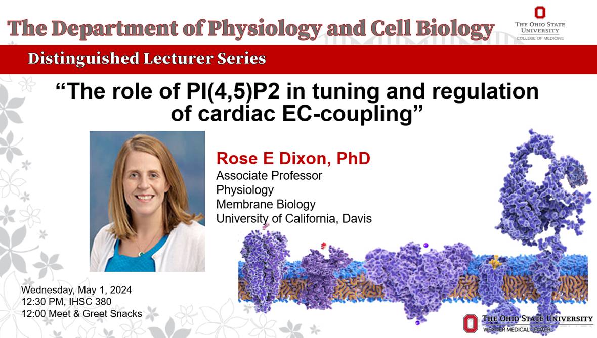 PCB Distinguished Seminar by Dr. Rose Dixon @RoseEDixon1 from UC Davis on May 1, 2024, at 1230 in IHSC 380
@OhioState @OSUWexMed @OhioStateDHLRI @OSUengineering @OSUCCC_James @OhioStateMed