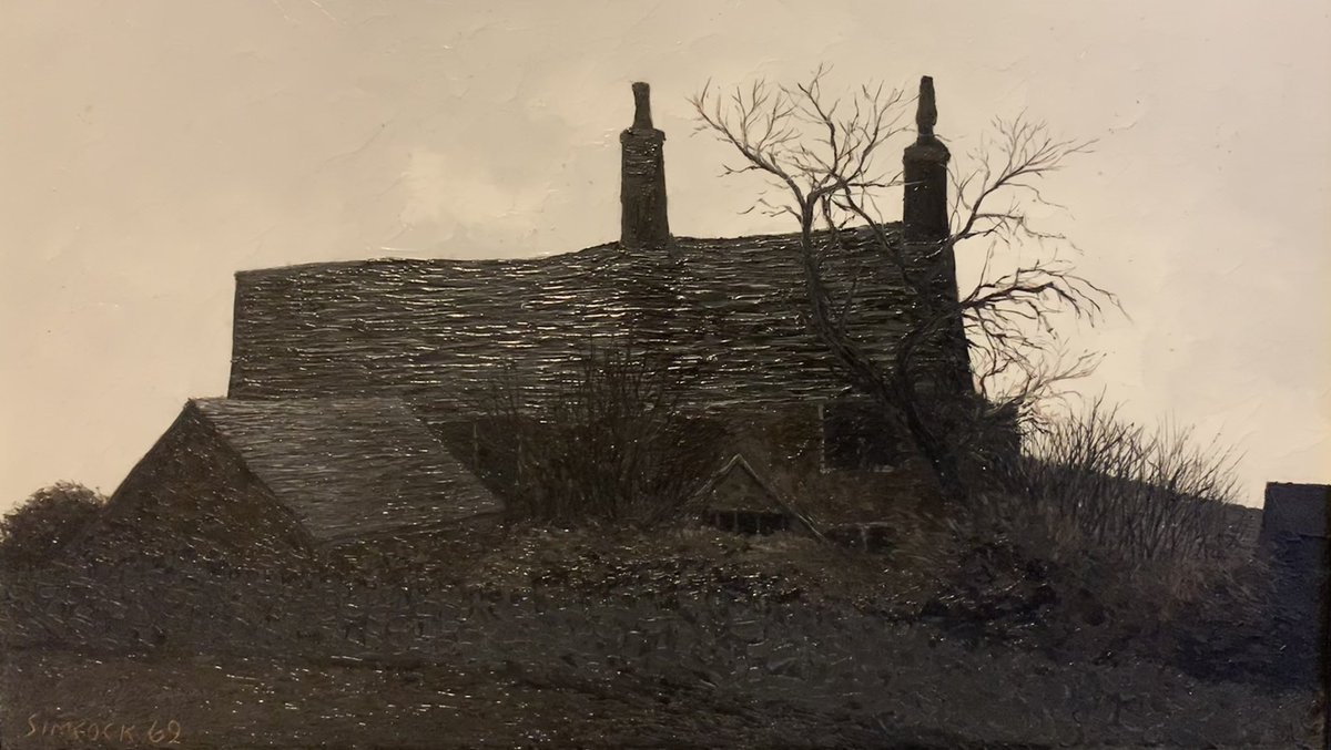 Just into the Gallery this beautiful little Jack Simcock painting. There is a real stillness to the delicately painted trees in this picture - Mow Cop on calm winters day.