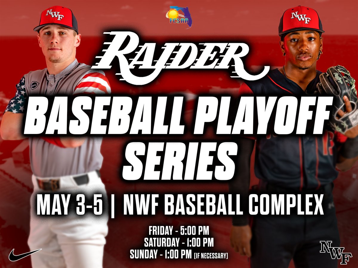 NWFRaiders_BSB's tweet photo. It's game week!!

The postseason is here, and the Raiders will be hosting a first round best of three series at the NWF Baseball Complex this weekend! 

⚾️ State Playoff Regional
🎟️ $10 entry fee - Raider Club Members get in FREE
🐓 Chick-Fil-A day Friday/Saturday (FREE Coupons) https://t.co/ge5QxoOoC1