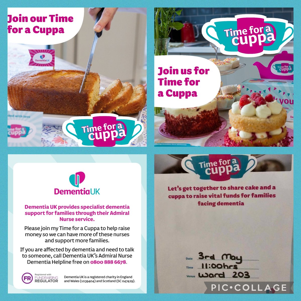 Ward 203 will be holding a cake sale to support dementia UK.
3/5/24.
11.00 
pop down and support our fundraising.  All  welcome! 
<a href="/DementiaUK/">Dementia UK</a> #dementia  
<a href="/charlottekawal1/">Charlotte Kawalek</a> <a href="/LynseyHeald/">Lynsey Heald RN 💙</a> 
<a href="/UHDBTrust/">University Hospitals of Derby and Burton NHS FT</a> <a href="/PoxonDani/">dani poxon</a> <a href="/sarah_cherriman/">Sarah Cherriman</a> <a href="/AbbyEdge1376243/">Abby Edge</a> 
<a href="/203_uhdb/">Ward 203 UHDB</a>