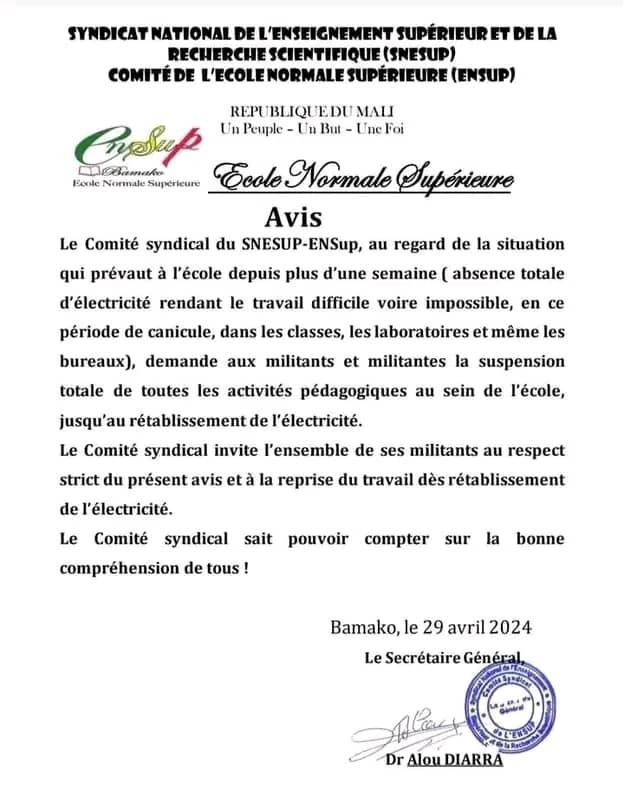 💢Pas d'électricité, pas de cours! Voilà le bilan macabre de la transition dirigée par @GoitaAssimi. L'avenir du #Mali est inquiétant.