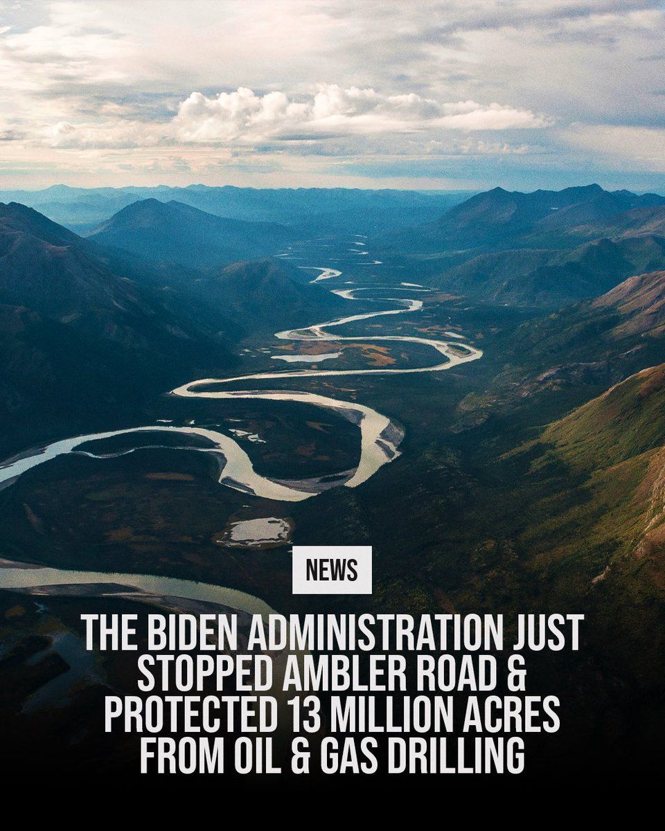 BAM! The Biden administration just announced it’s protecting 13 million acres in the western Arctic from oil and gas drilling AND stopped the construction of Ambler Road!

Big win for the environment and Alaska Indigenous communities.

Keep it going! 

#ActOnClimate