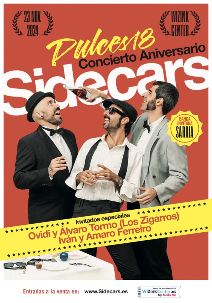 Estamos encantados de anunciar que @sarria_musica serán los encargados de abrir y caldear nuestra gran noche de celebración en el @WiZinkCenter🔥

🎫 Entradas: sidecars.es 🎫