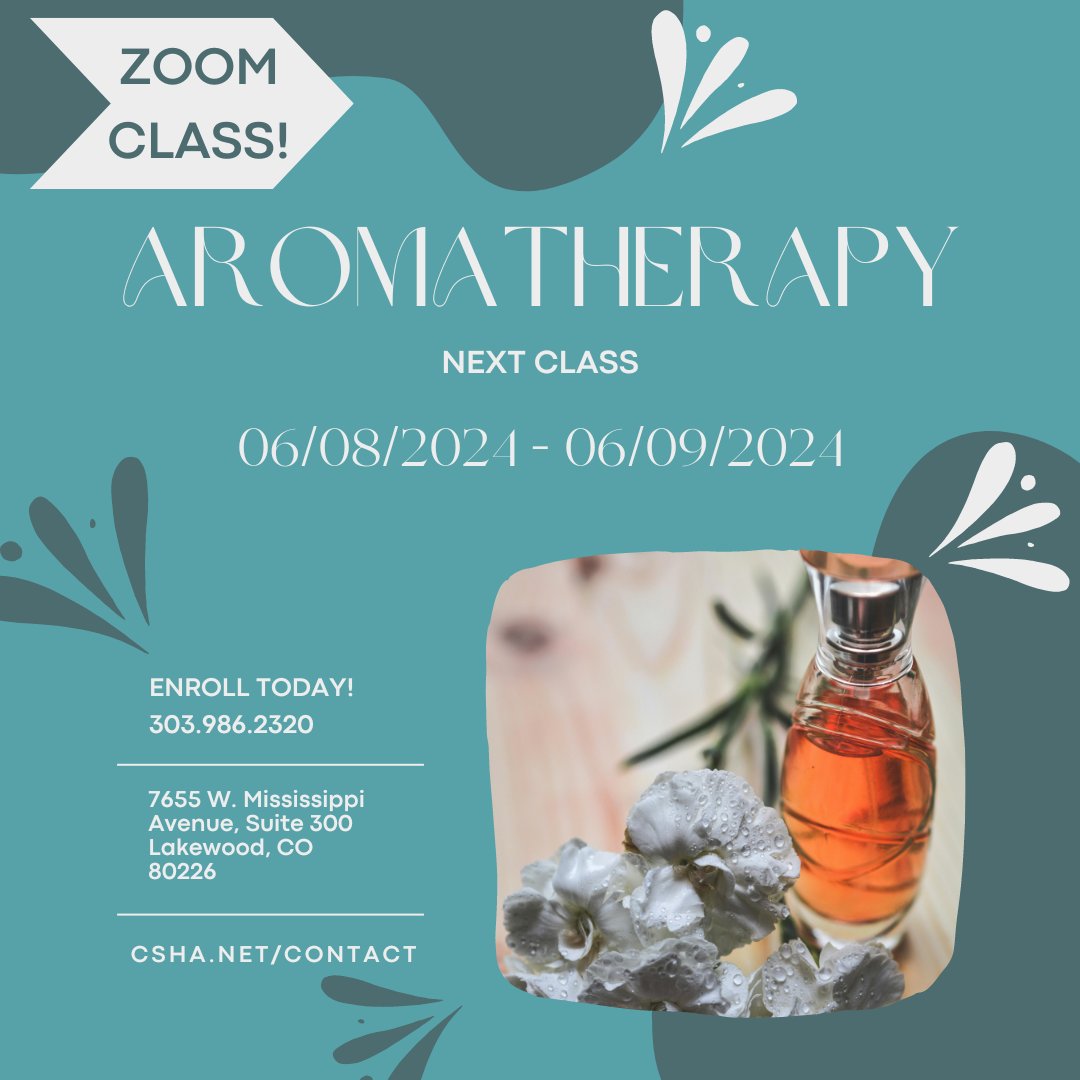 Discover the essence of Aromatherapy with our course! Next class: 06/08/2024 – 06/09/2024. Dive into selecting, handling, and blending essential oils for therapeutic massage. Enroll today! #aromatherapy #continuingeducation #massageschool