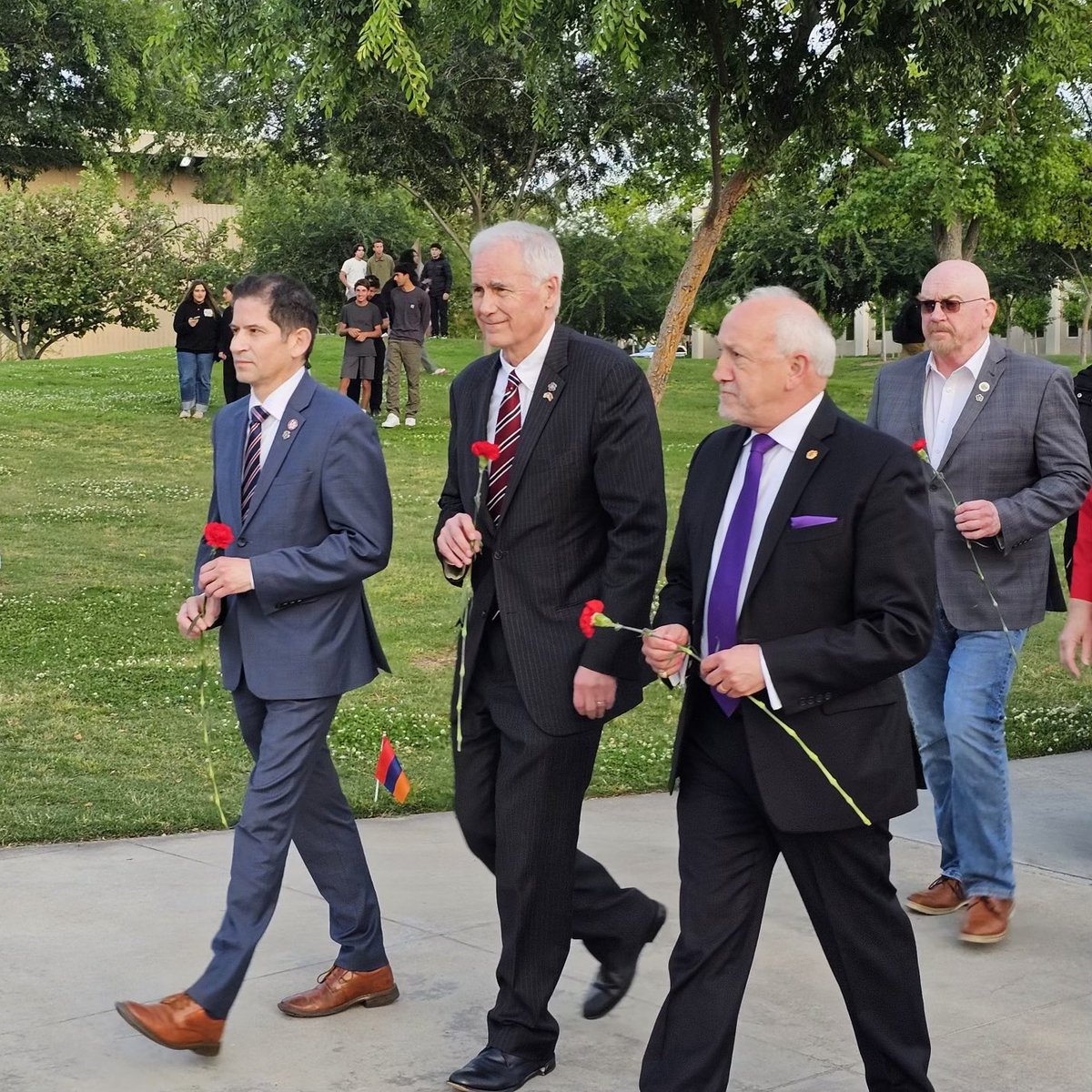 Had the honor of laying flowers at the Armenian Genocide Monument with Fresno State President Dr. Saúl Jiménez-Sandoval and Honorary Consul of the Republic of Armenia in Fresno Mr. Berj Apkarian. We must never forget the victims of this dark moment in history.