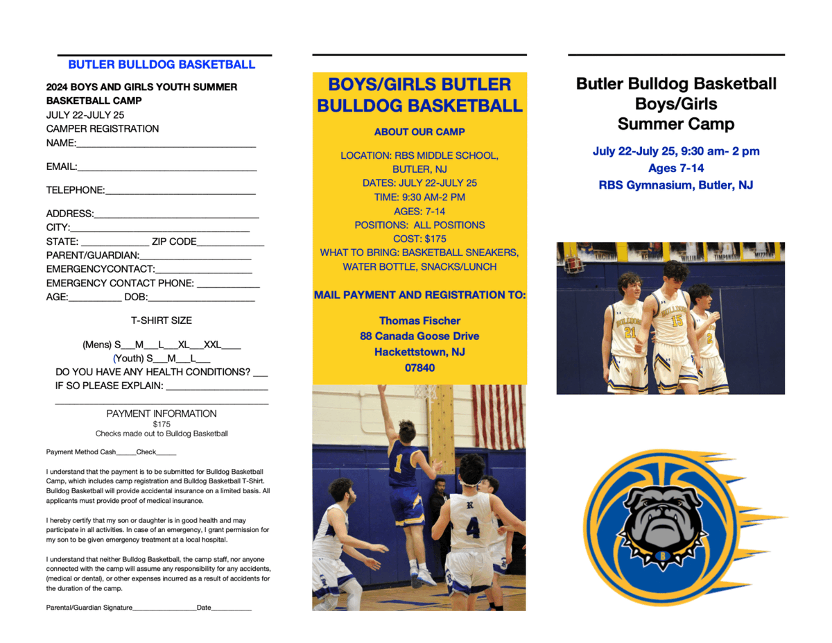 Butler Bulldog Basketball Camp is July 22-25 in the RBS gymnasium. See flyer for more info!