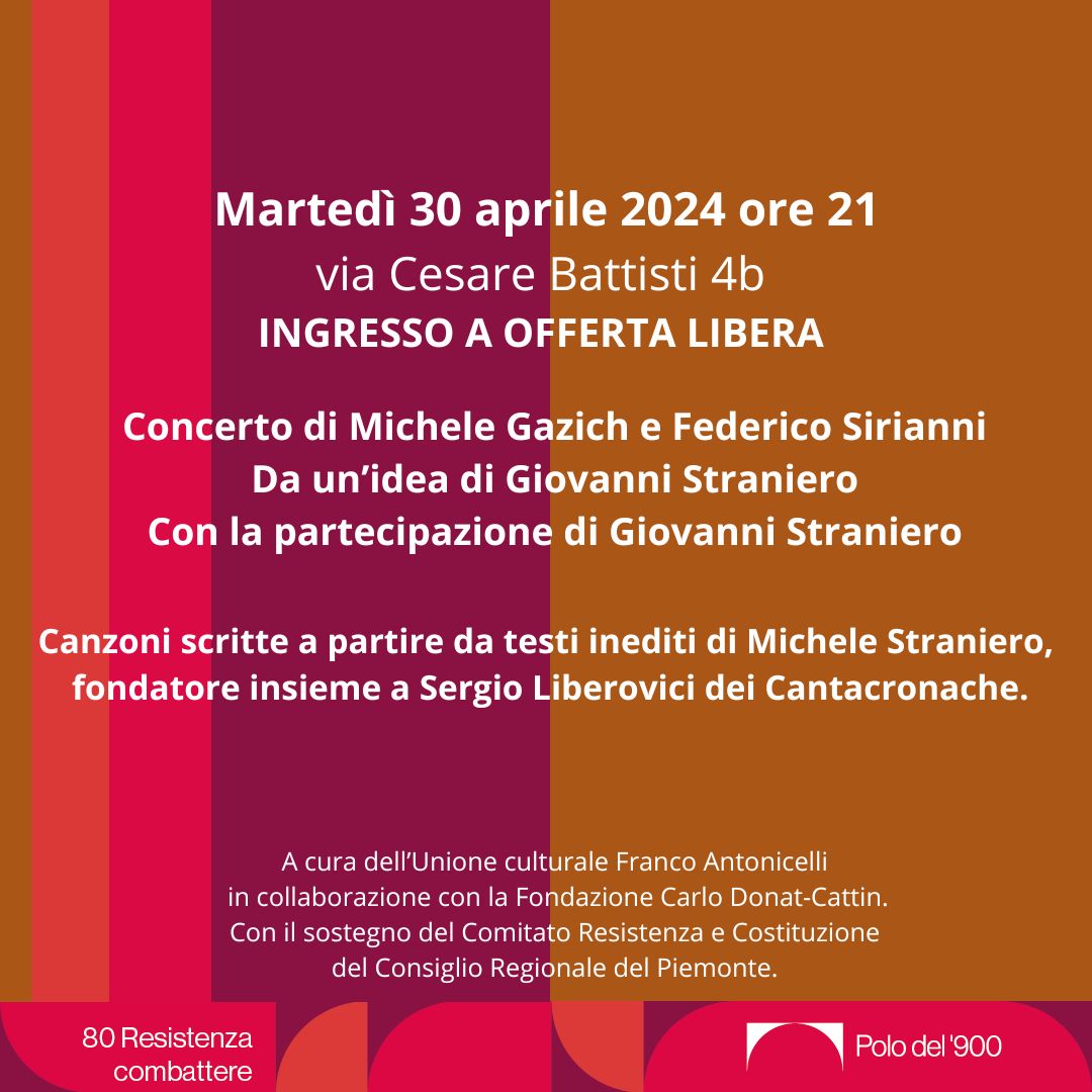 A domani sera con Federico Sirianni, Michele Gazich e Giovanni Straniero là dove la storia del Cantacronache ebbe inizio!