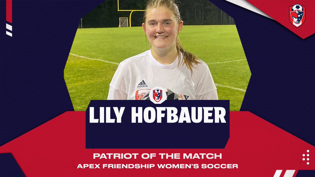 Before we kickoff today, we want to celebrate Lily Hofbauer who earned our Patriot of the Match against Apex! Lily had some huge defensive plays and continually rises to the occasion when her team needs her! #COYP #PATFAM #PLAYATSPEED