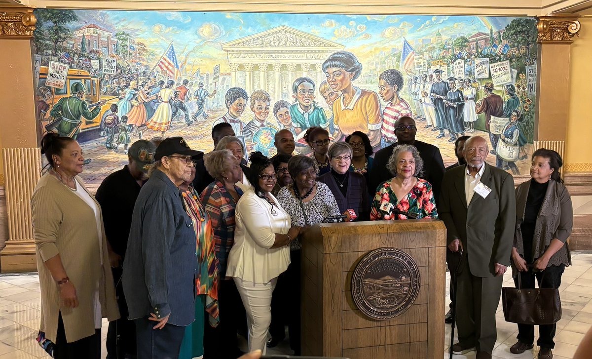 Today we celebrated the 70th anniversary of Brown v. Board of Education.  Many of the non elected officials in this picture attended black schools. It was an honor to be in their presence. #ksleg