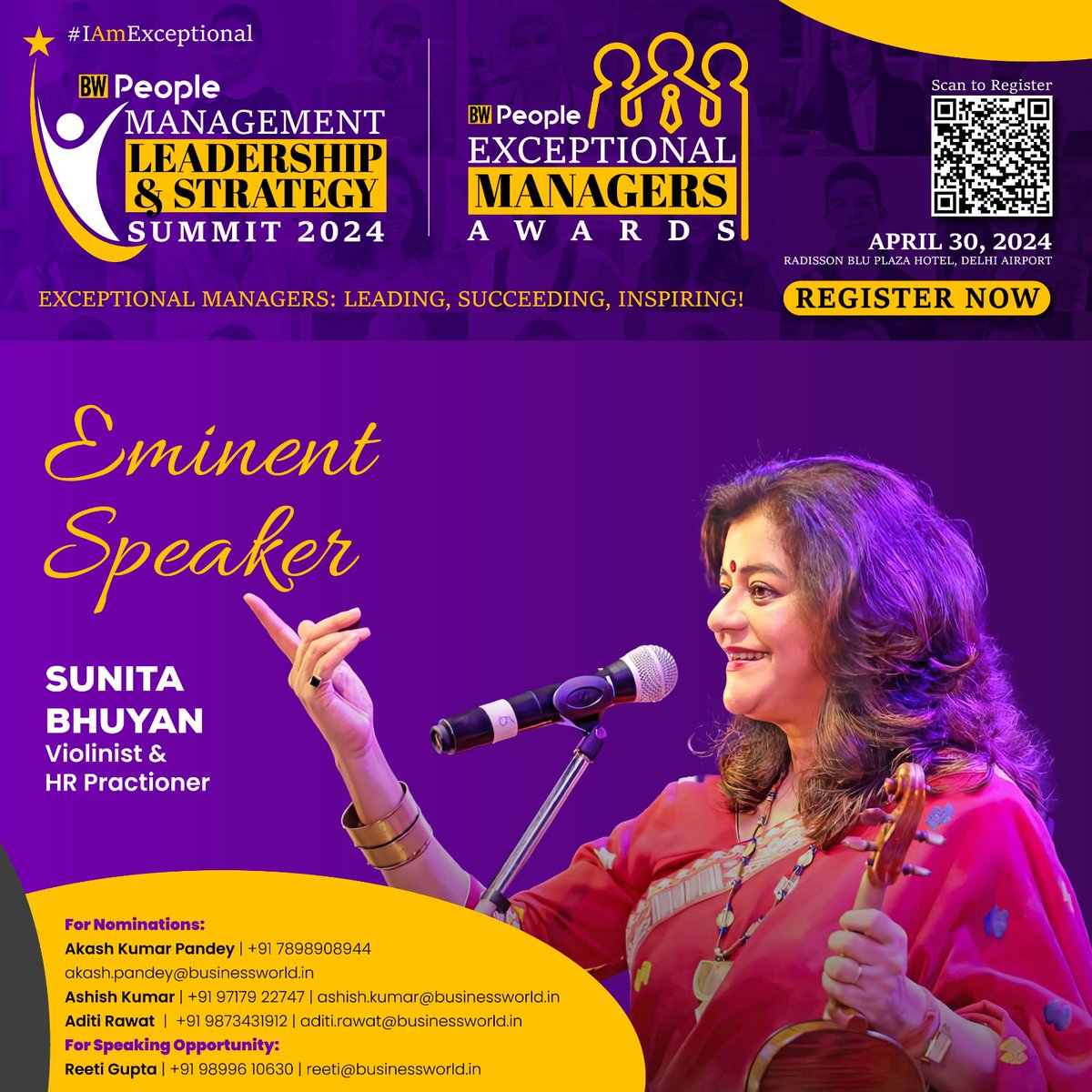 Block your seats now: bit.ly/BWPeopleExcept… Join us for a mesmerizing performance of Sahakriya: Exploring Wellbeing, Creativity, and Leadership through music presented by Ms. Sunita Bhuyan, Violinist and HR Practitioner, at the BW People Exceptional Managers Awards.