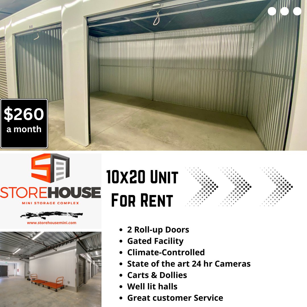 A climate-controlled larger unit is available to rent.
storehousemini.com

#ClimateControlled #SecureStorageSolutions #stateoftheart #SecurityCamera #irongatebusinessdistrict #storehouseminicomplex2024