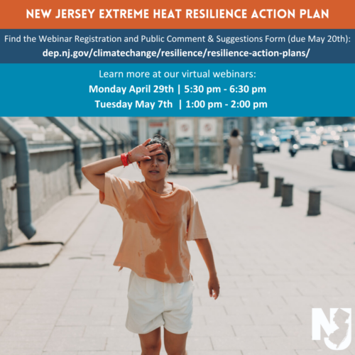 NJ is warming faster than the rest of the Northeast and the world☀️. The Draft Extreme Heat Resilience Action Plan identifies the challenges with rising temperatures and how to address them. Learn more at the virtual public webinars and submit comments. bit.ly/4aTLiTD