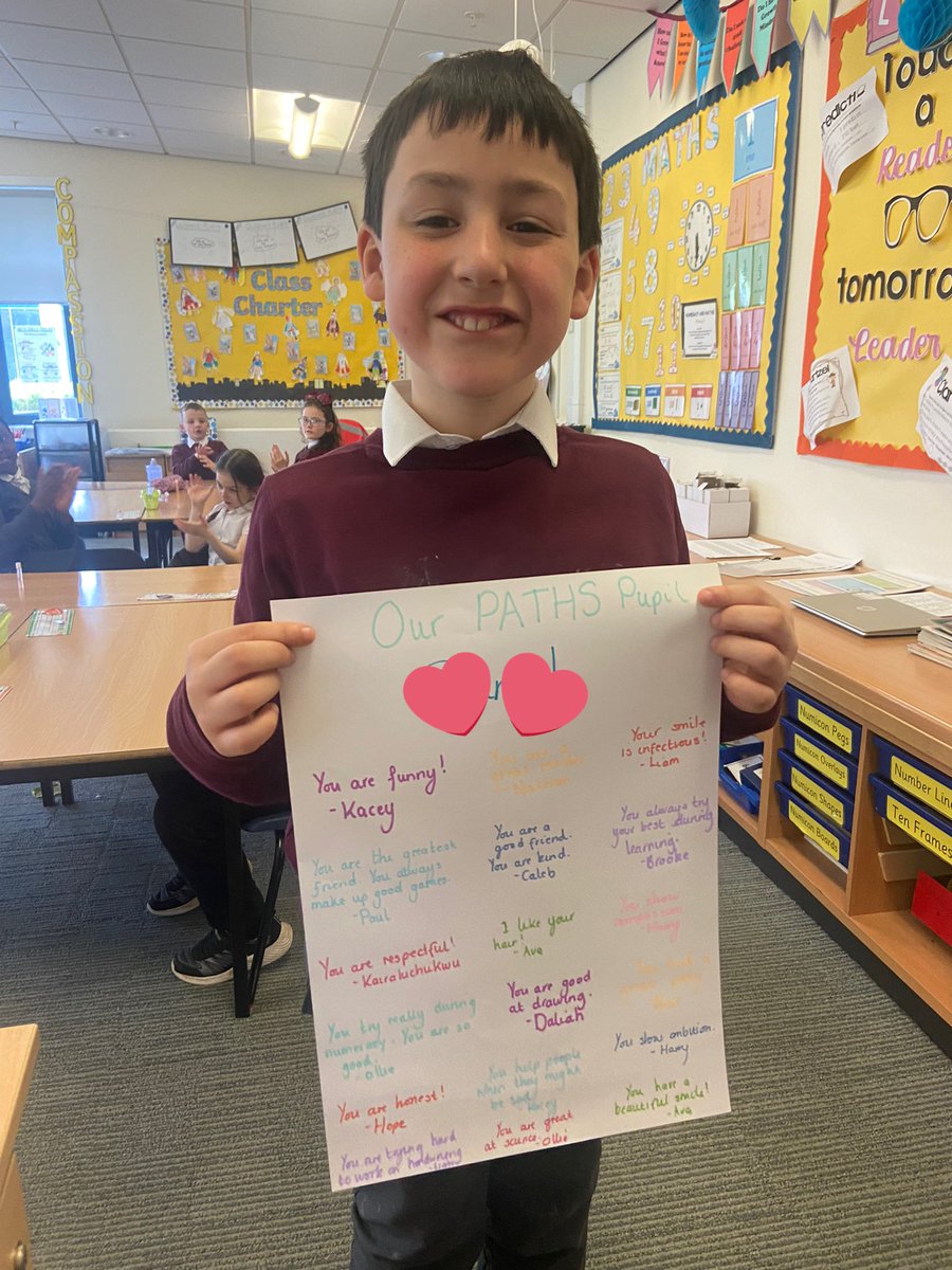 This boy was so happy with all the compliments his friends gave him during today’s PATHS lesson. Keep up the hard work, D ⭐️ Keep being you 💚
