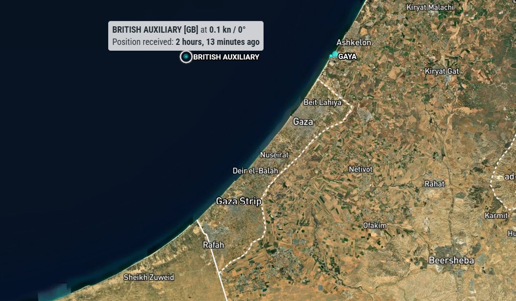 🔴 İngiliz Kraliyet Donanmasına ait RFA Cardigan Bay çıkarma gemisi Gazze açıklarında bekliyor.