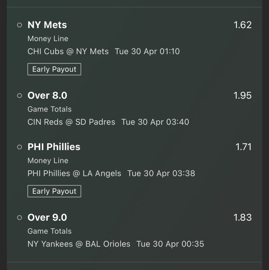 MLB plays for tonight!⚾️🧢
-- Mets ml
-- Reds v SD padres over 8
-- Philies ml
-- Yankees v Orioles over 9
Singles or parlay it your choice ;)
#MLBPicks #BaseballPicks #MLBBetting #MLBWins #BaseballBetting #MLBSuccess #BetSmart #MLBVictory #MLBWinningPicks #SportsBetting #mlb