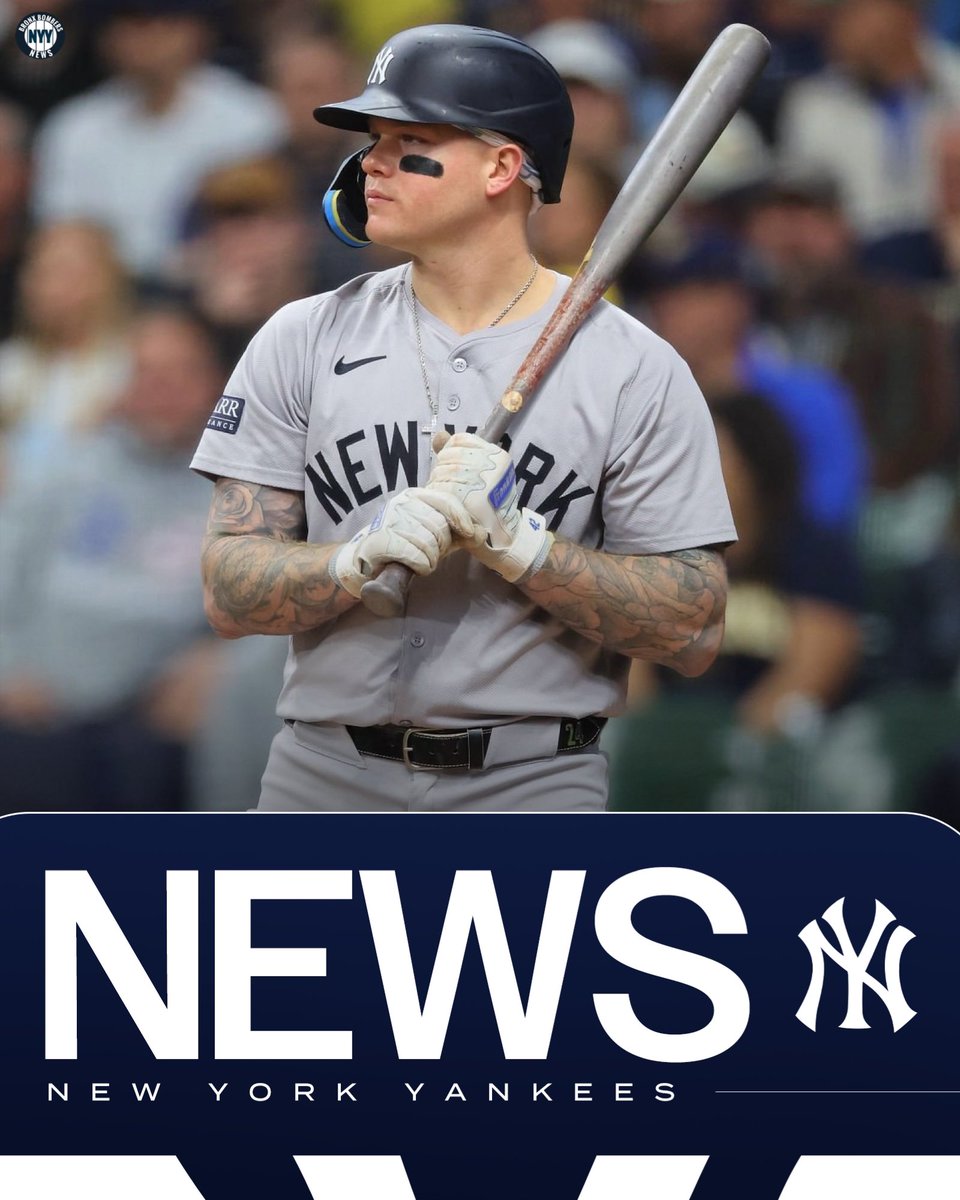 NEWS: The #Yankees have placed Alex Verdugo on the paternity list and recalled catcher Carlos Narváez from Triple-A Scranton/Wilkes-Barre.