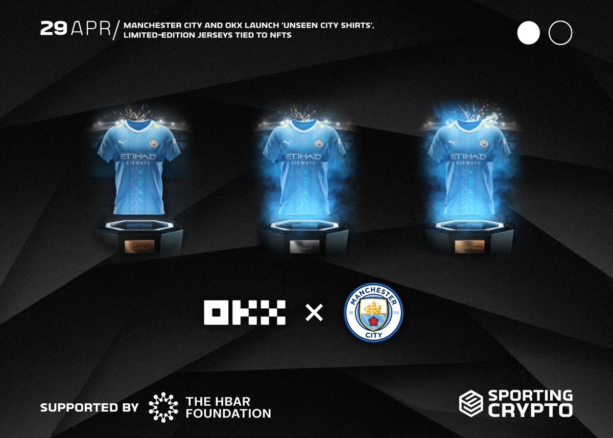 The latest @_SportingCrypto newsletter just dropped! Manchester City and OKX Launch 'Unseen City Shirts', free limited-edition NFT jerseys 🎽 Discussed: 1) Overview of ‘Unseen City shirts’ 👕 a) User Journey b) Sponsor-led activations are the short-term future c) Free NFTs in