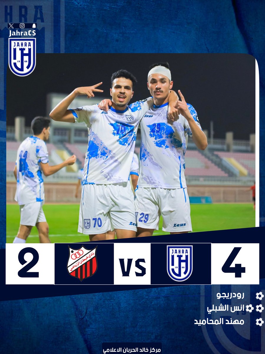JahraCS's tweet photo. نهاية المباراة ||

خيطان 2 ✖️ 4 الجهراء

سجل للجهراء :
⚽️ رودريجو
⚽️⚽️ انس الشبلي
⚽️ مهند المحاميد 

#نادي_الجهراء https://t.co/MQjFOb6Kf8