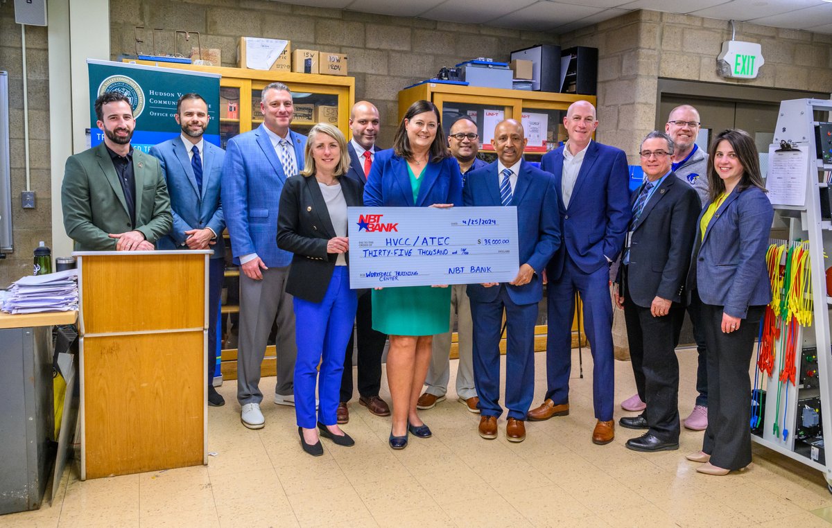 Last week, NBT Bank (@NBT_Bank) presented a $35,000 donation to the college in contribution to the campaign for the college's new workforce training center - ATEC. Read more at hvcc.edu/about/news/arc….