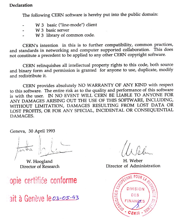 DayTechHistory's tweet image. On this day in 1993, the World Wide Web was made public domain.