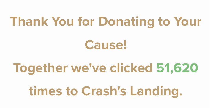 2/2
Monday April 29
Clicks for @CrashsLanding up to 51,620🐾 
The everlasting legacy of #Diesel #BigWhite #Scout and #DaHelp now together forever in God’s Paradise💫✨
FREE•SUPER EASY•SUPER QUICK!
#weeti #cats #rescue #MakeADifference 
#CLICKtoDONATE
shopforyourcause.com/click-to-donat…