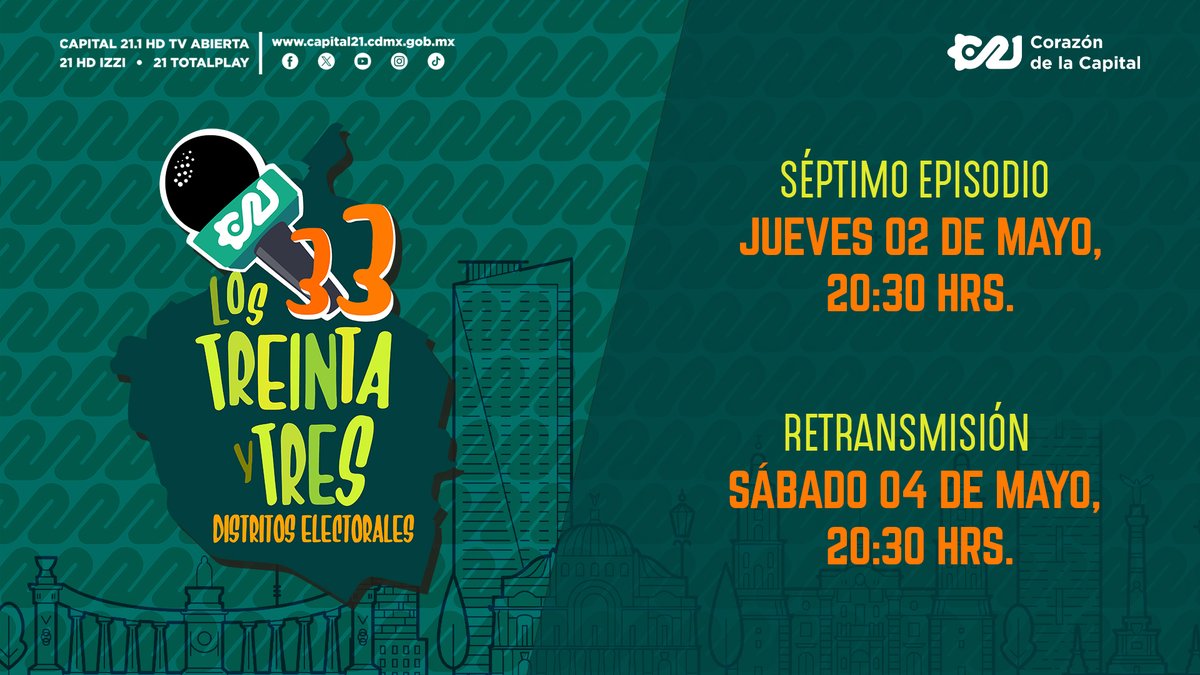 ¿Qué le dirías tus próximos representantes rumbo a las #Elecciones2024MX? 🗳️ En el 7° episodio de 'Los treinta y tres' escuchamos las voces de los distritos electorales 3, 19 y 16 🔊 ✅Jueves 2 de mayo |⏰20:30h | #EstoEsTvPública