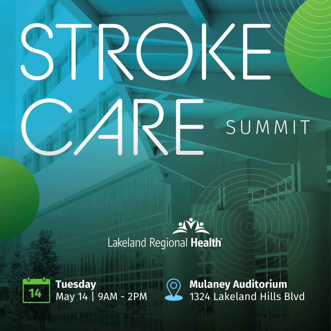 Join Lakeland Regional Health on May 14 for the 2024 Stroke Care Summit, a comprehensive exploration of the latest advancements and approaches in stroke care! 🧠 To register, please visit mylrh.org/event/strokeca… today!

#StrokeCareSummit #StrokeCare #LakelandRegionalHealth