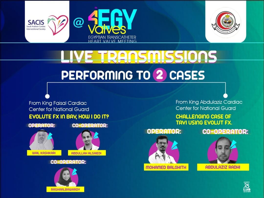 SACIS continues its regional collaboration at the 🇪🇬 Egyptian Transcatheter Heart Valve Meeting with a joint session & live transmissions from 🇸🇦 Riyadh @MBalghith @abdulaziz_radhi 🇸🇦 Jeddah @AlkashkariWail @DrAlsaiediAB @rashaalbawardy