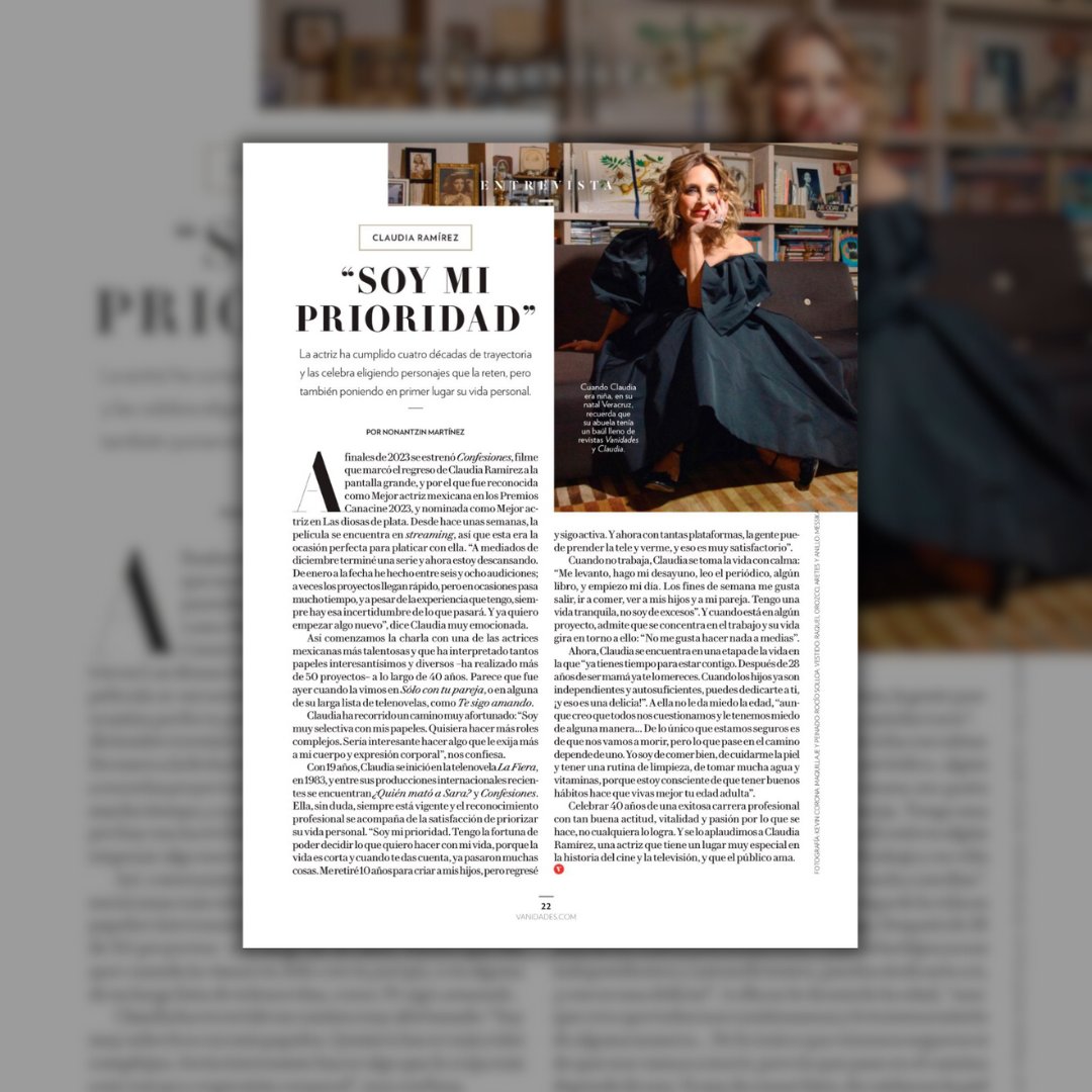 Les compartimos los interiores sobre @RamirezClaudia_ en la revista 'Vanidades' en la edición de mayo. 😌👏🏻 #TalentoJerry #ClaudiaRamirez #Actriz #Editorial #Entrevista