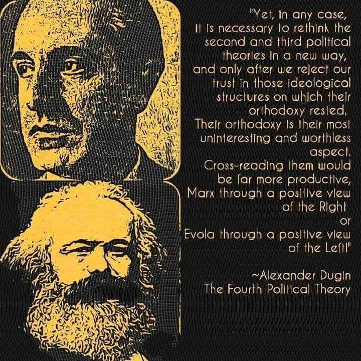 Advice to right-wingers, read Marx, Lenin, Mao w/o any preconceived notions.
Advice to left-wingers, read Evola, Guenon, Dugin w/o preconceived notions.
'You can become a Communist only when you enrich your mind with a knowledge of all the treasures created by mankind.' - Lenin